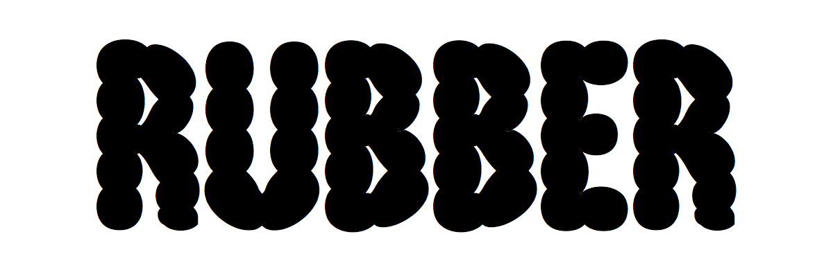 The word Rubber in the Bibbly font style.