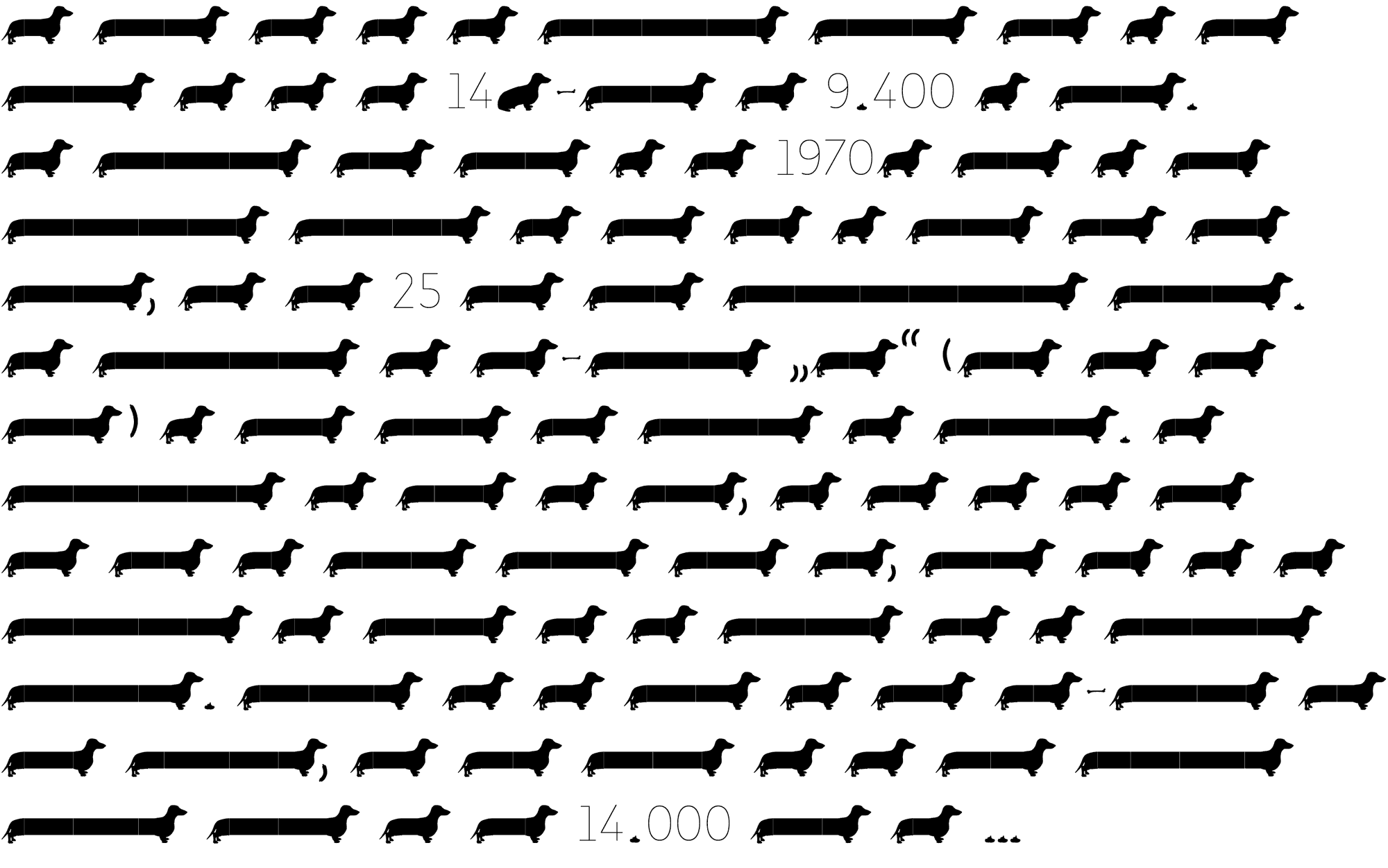 Sample paragraph of the Doggy Dachshund font style