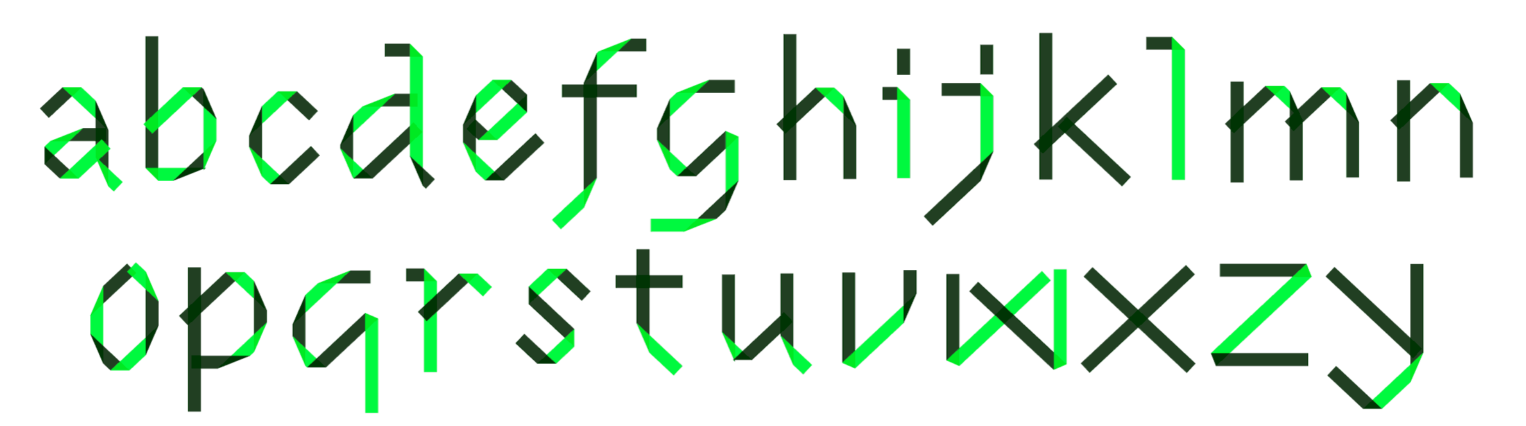 Uppercase set in one of the foldfonts