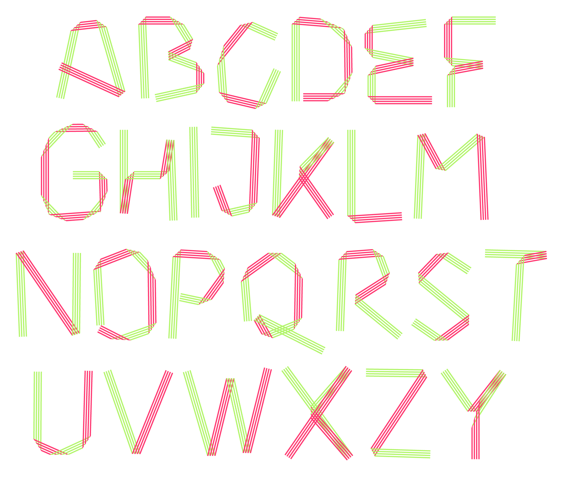 Uppercase set in one of the foldfonts