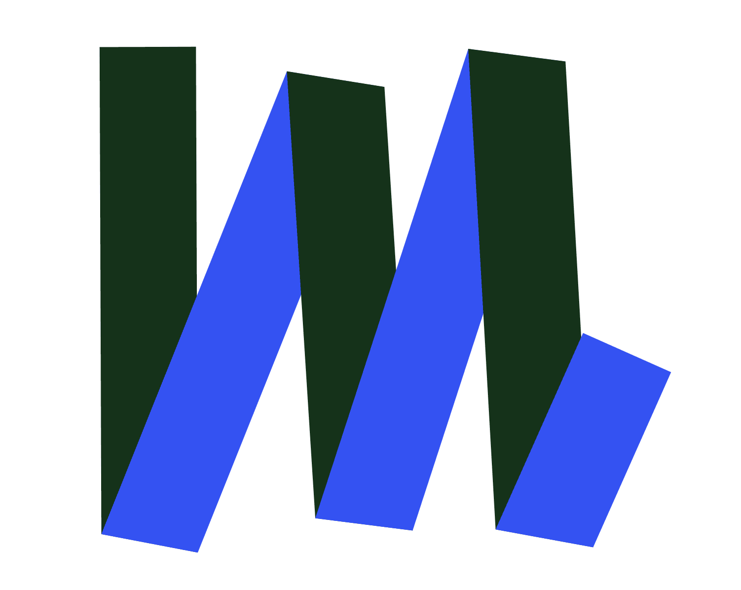 The letter m in a foldfont