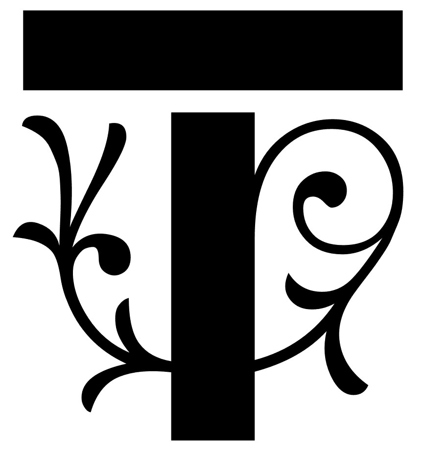 The letter T of stencil gothic